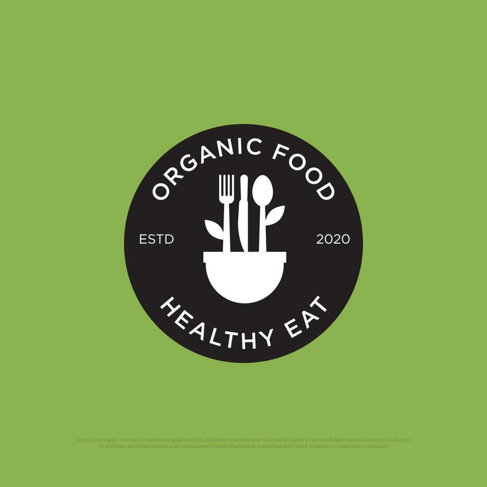 organic food logo badge,fresh logo design with outline art shape, best for nature,organic restaurant sign or symbol vector