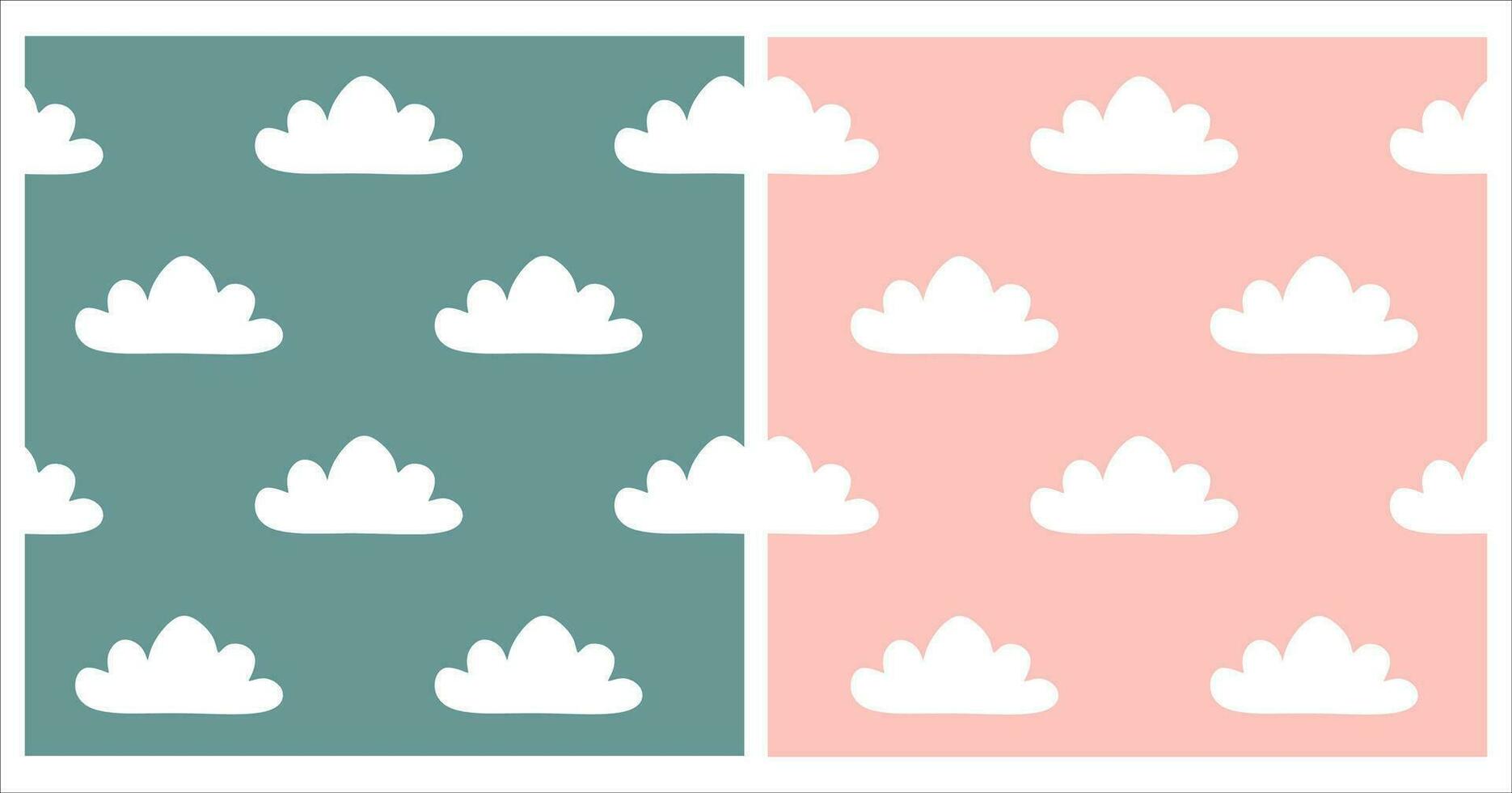 nube vector sin costura modelo colocar. blanco nubes en color antecedentes. linda modelo para fondo de pantalla, niño habitación y bebé ducha decoración. cielo colección para envase papel, paquete, niño día festivo, tarjeta postal.