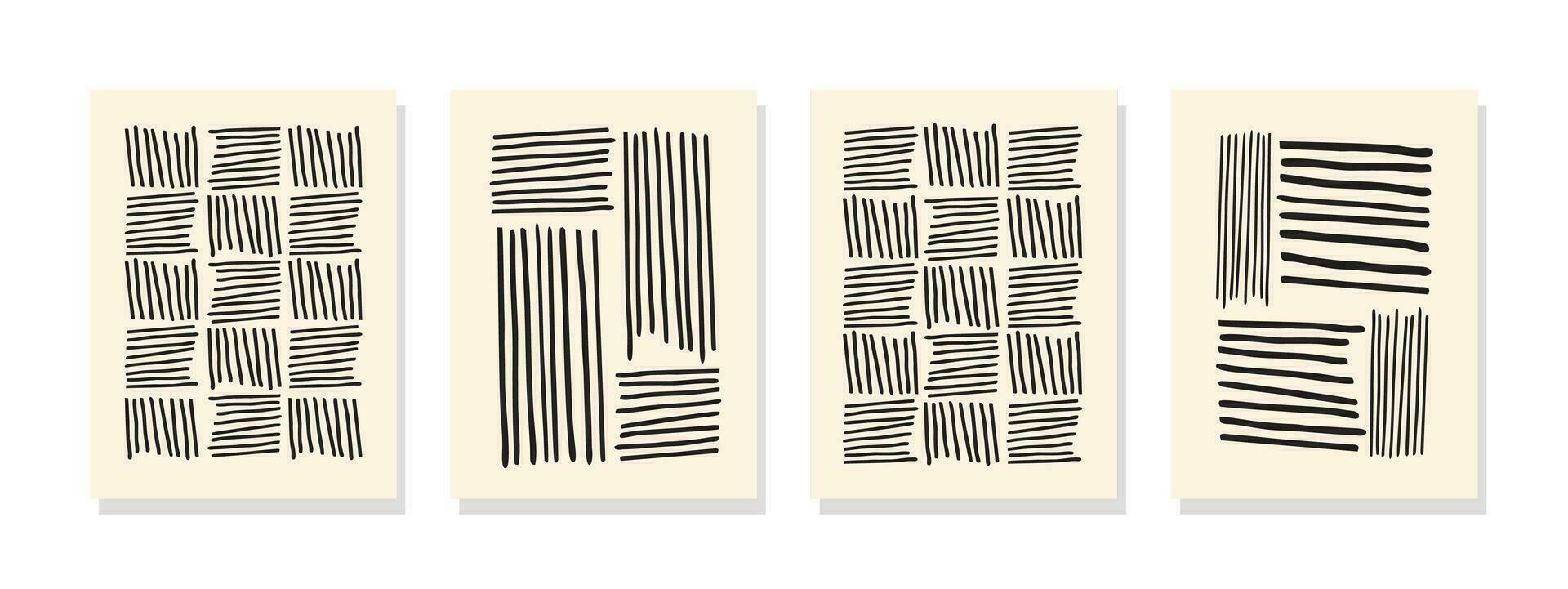 Discover a modern and stylish black and white vector pattern with irregular hand-drawn lines, creating a captivating geometric striped ornament.