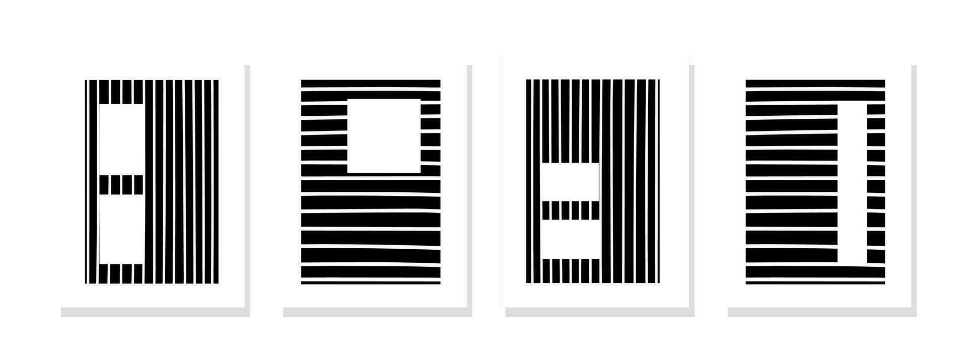 cuatro negro y blanco líneas en un prístino blanco antecedentes crear un cautivador y elegante minimalista acuerdo. vector