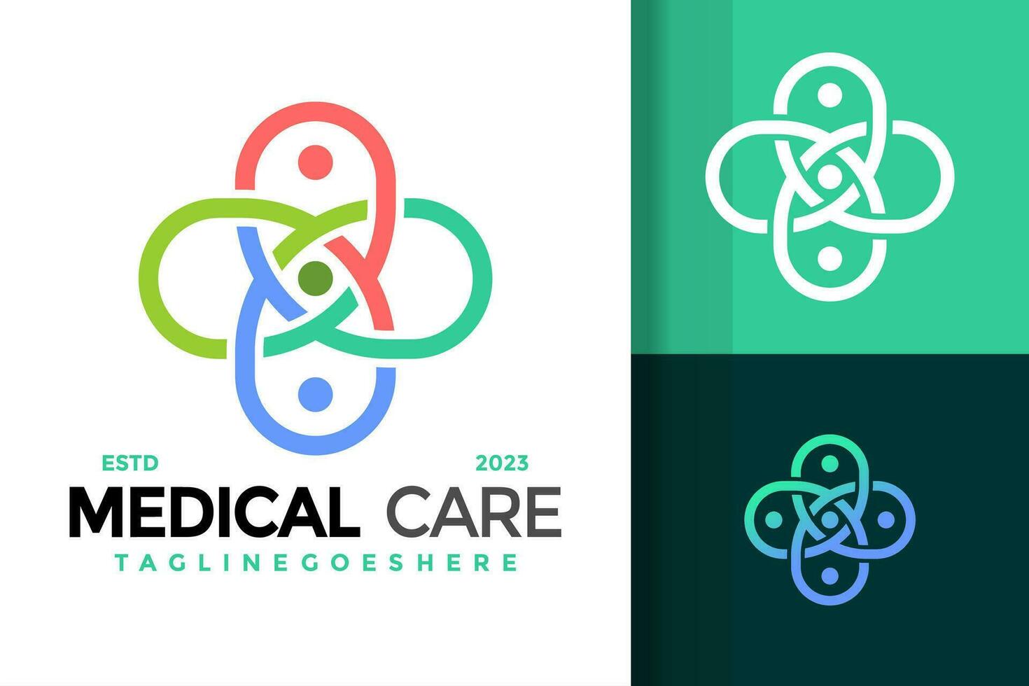 People medical care logo design vector symbol icon illustration