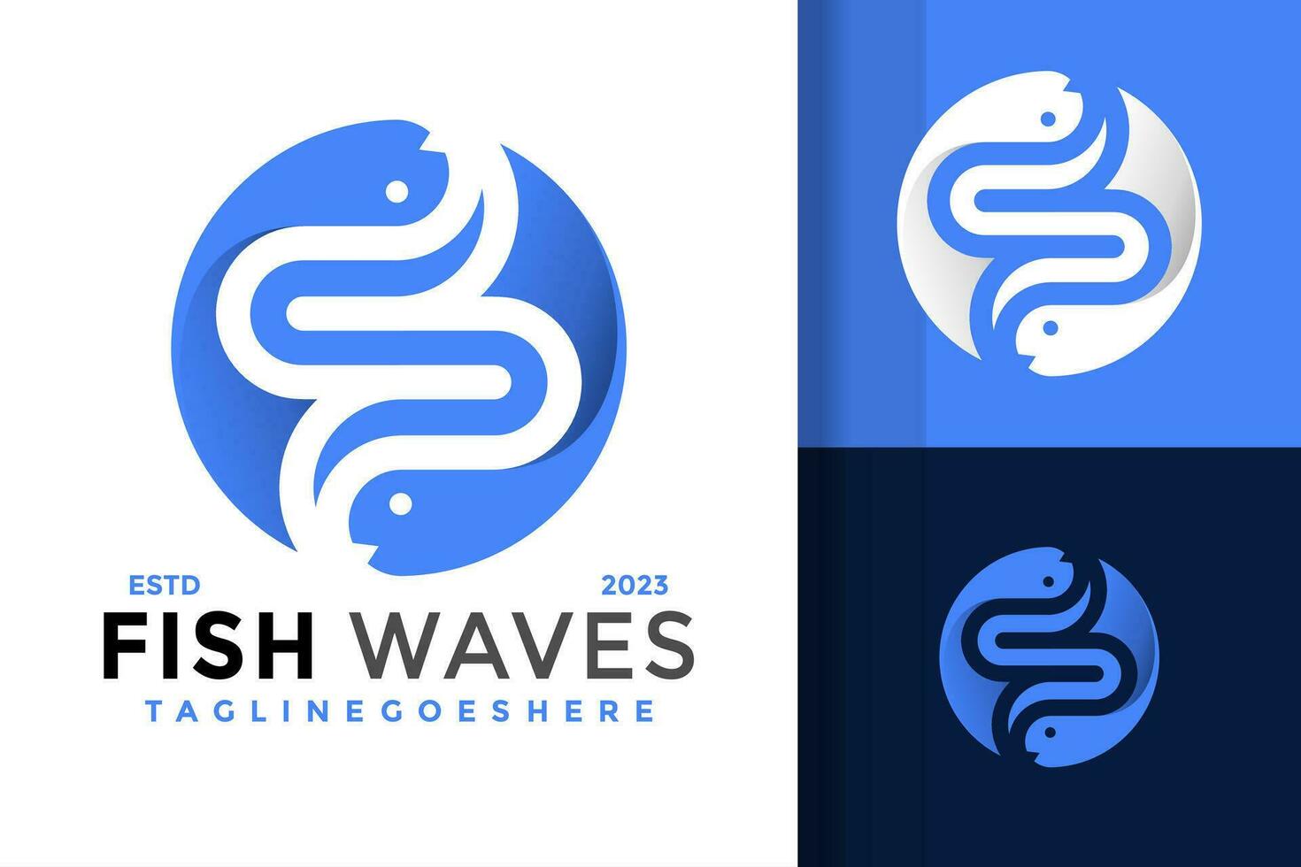 Letter S Fish waves logo design vector symbol icon illustration