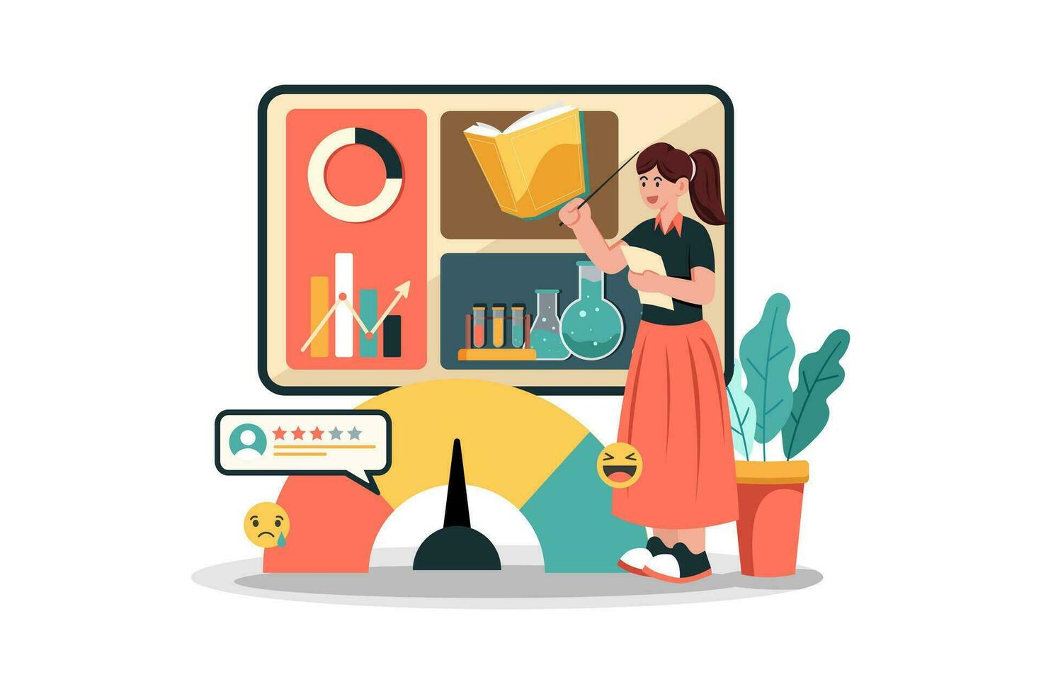 Restaurant manager using customer feedback to improve menu options and service. vector