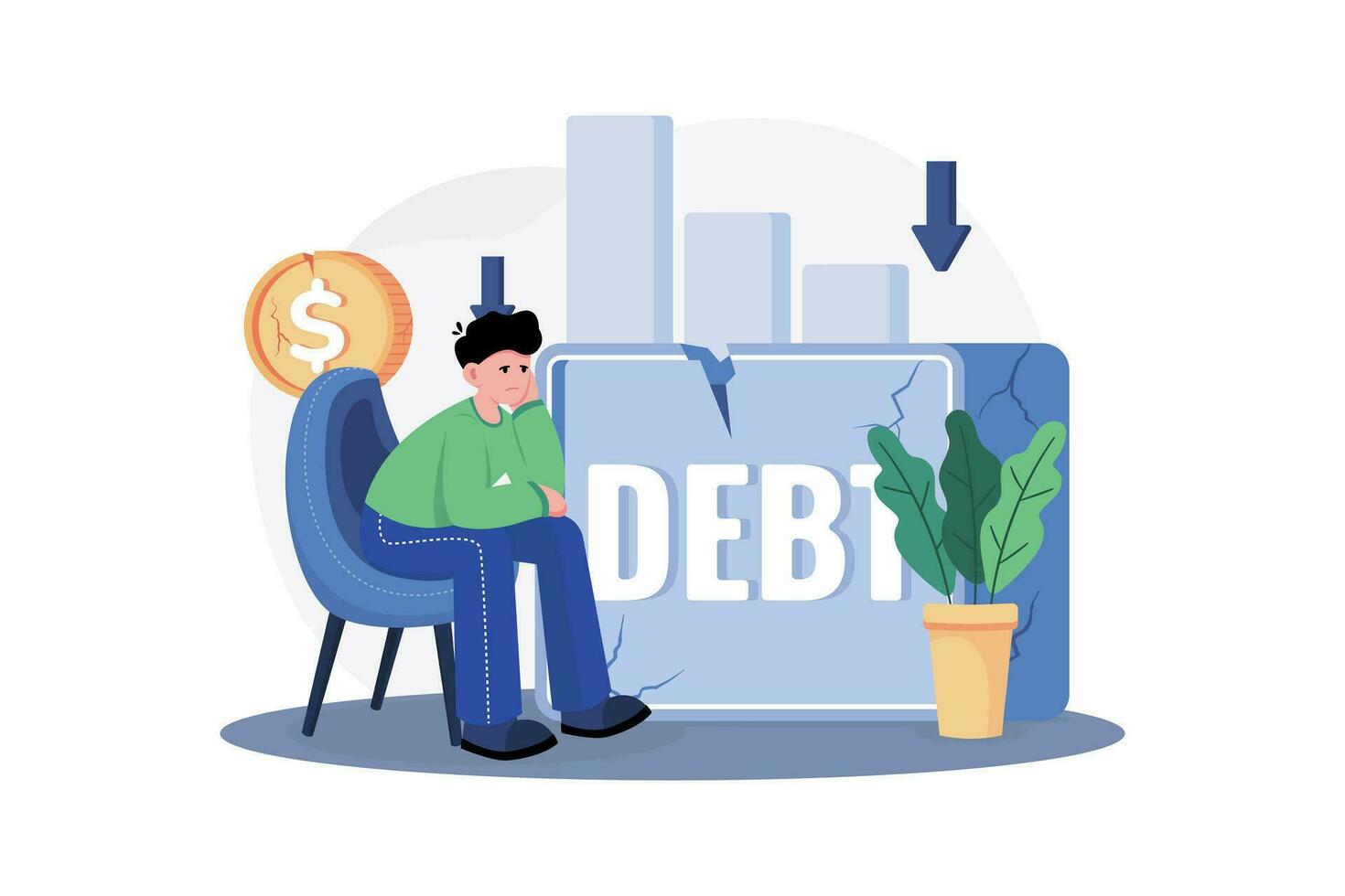 Businessman With Huge Debt Illustration concept on white background vector