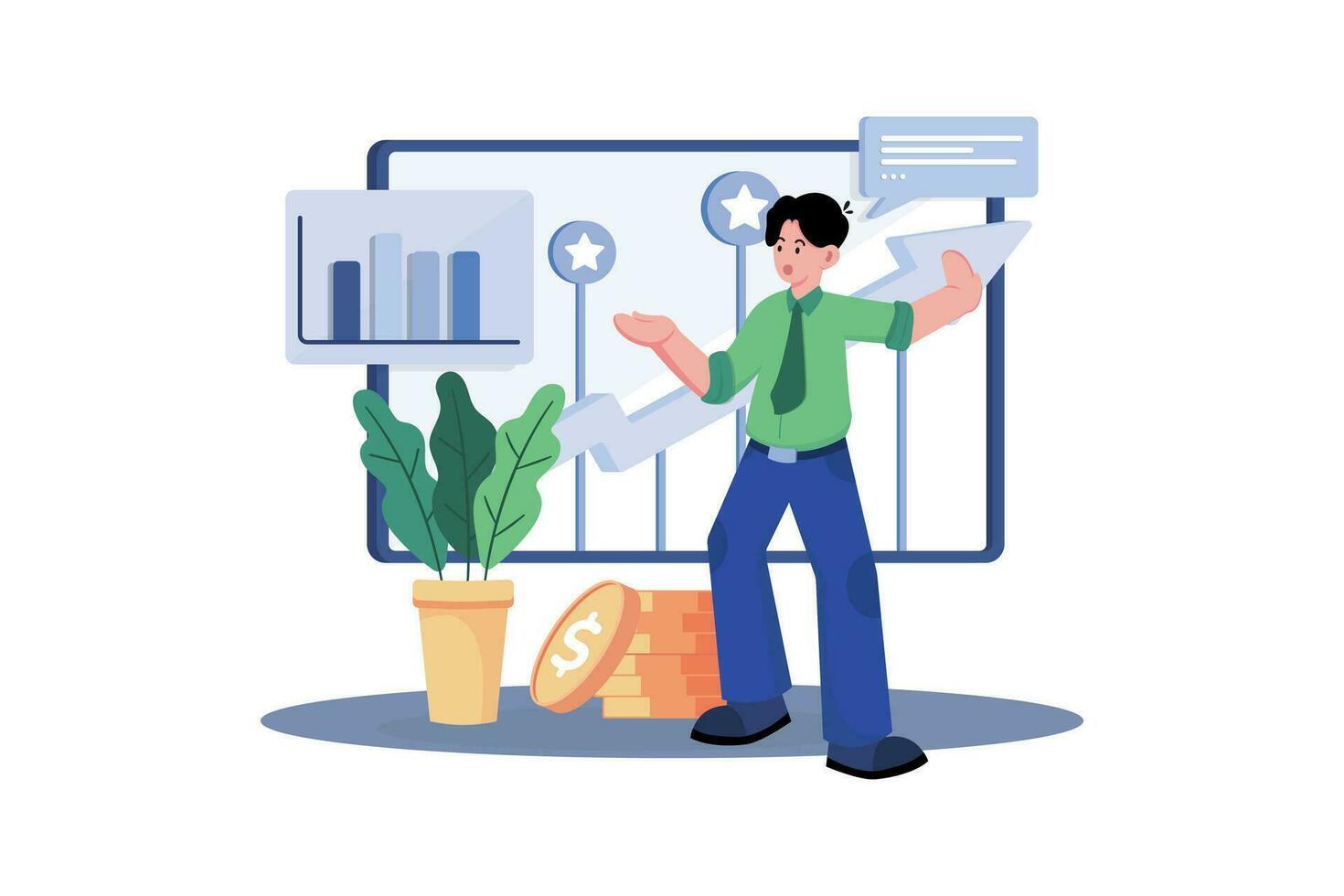 Businessman Analyzing Dashboard Illustration concept on white background vector