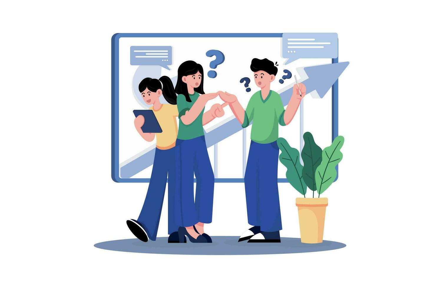 Marketing Team Discussion On Data Analysis vector