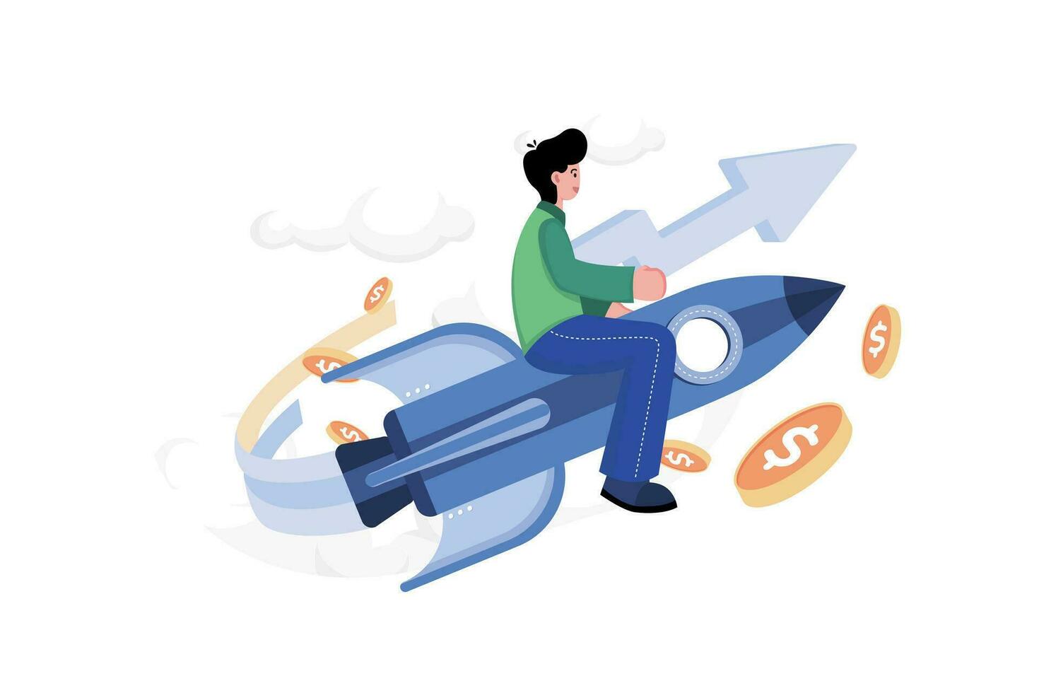 Businessman Doing Growth Analysis Illustration concept on white background vector