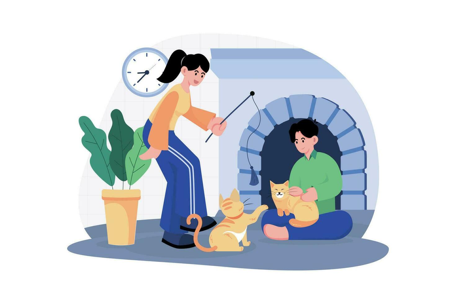 People Spending Time With Pet vector