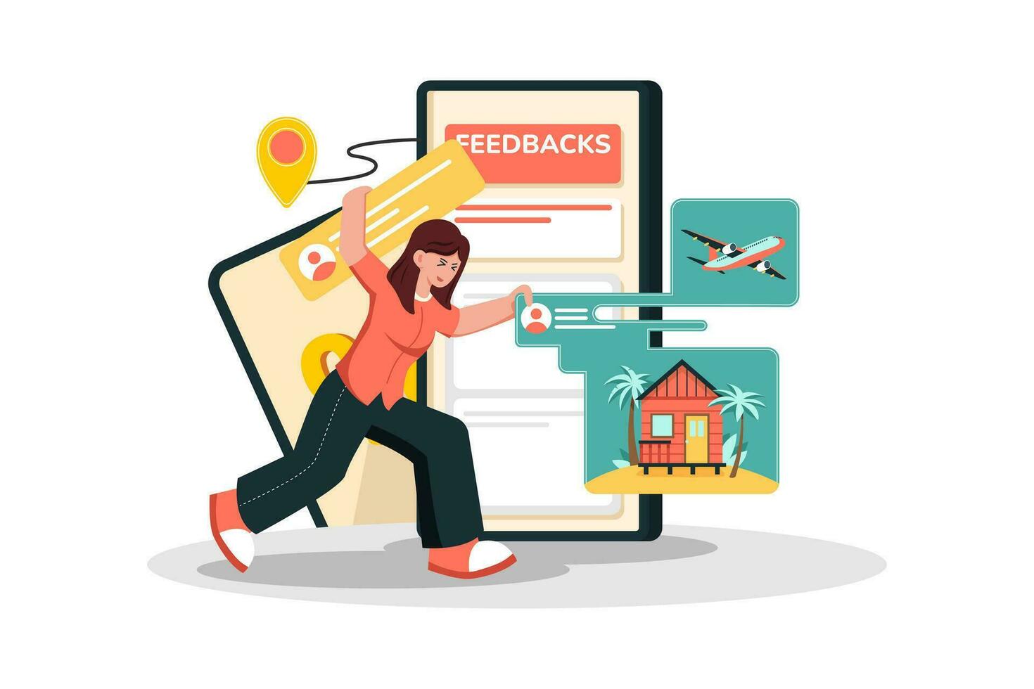 Website developer gathering feedback to improve website design and functionality. vector