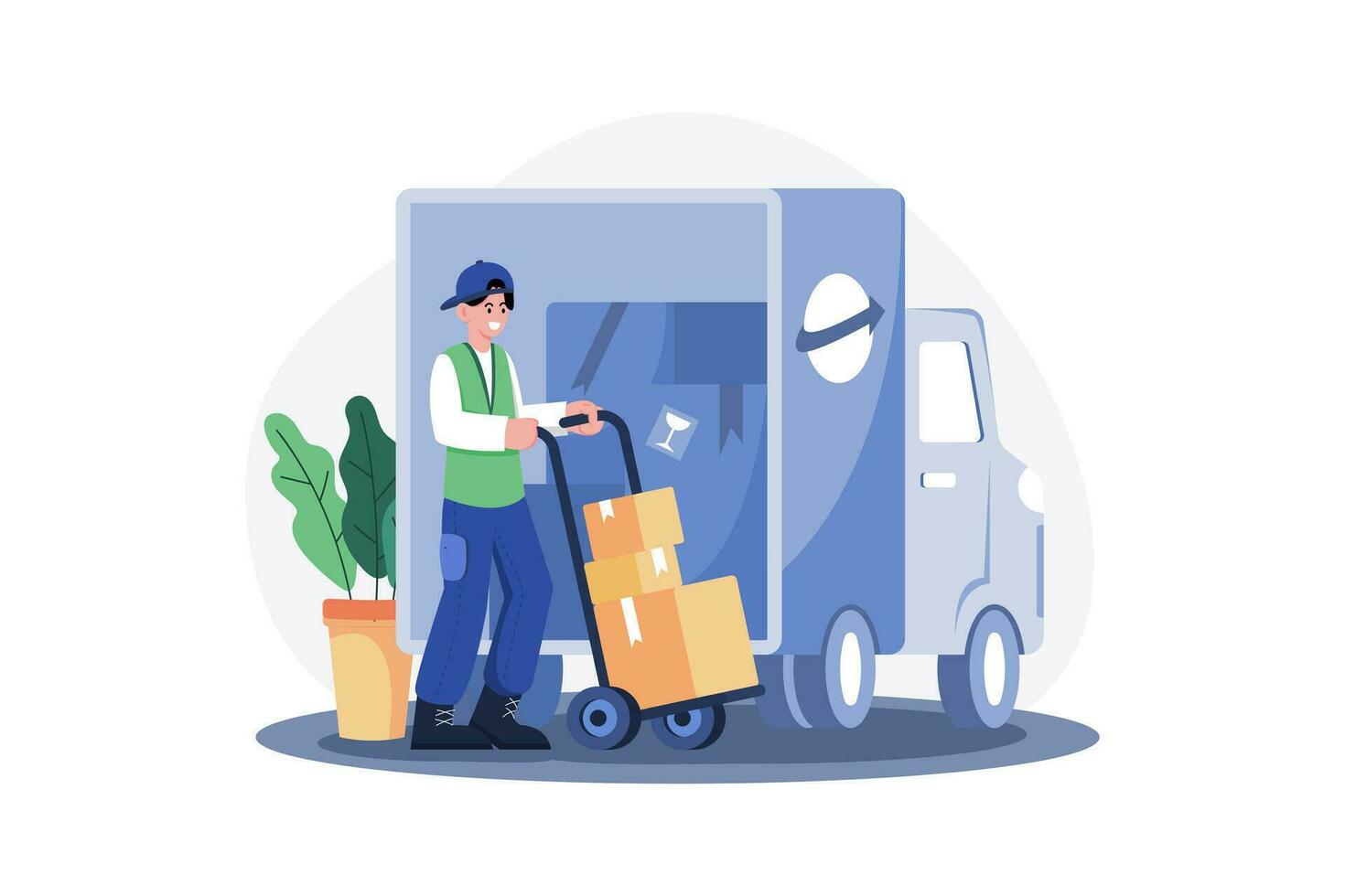 Container Loading Illustration concept. A flat illustration isolated on white background vector