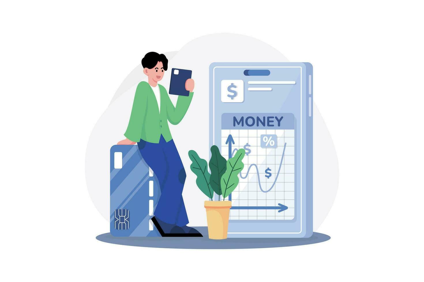 Man-Checking Financial Report Illustration concept on white background vector