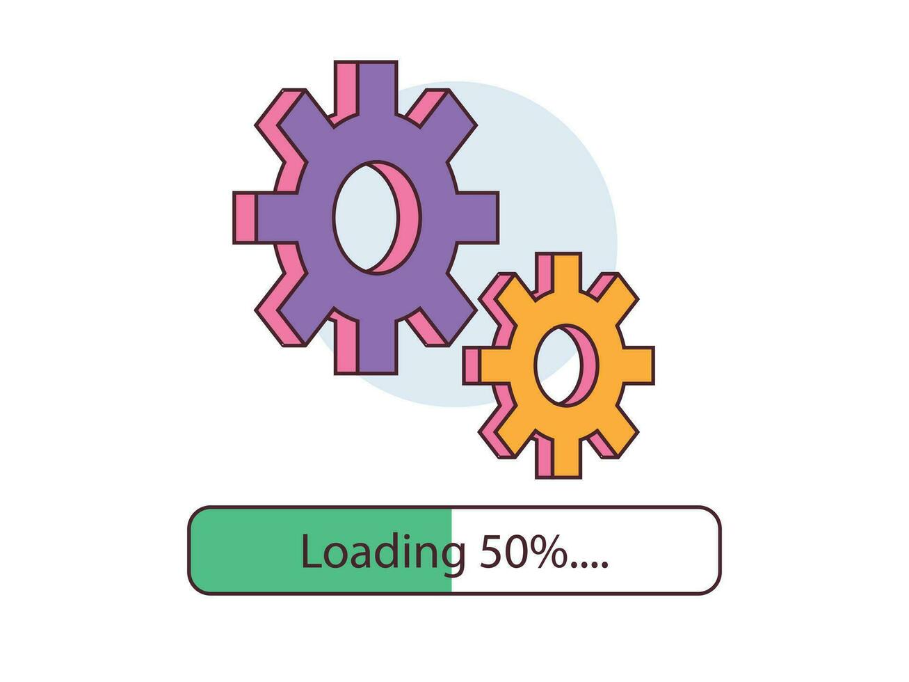 Loading bar icon with gears progress illustration vector