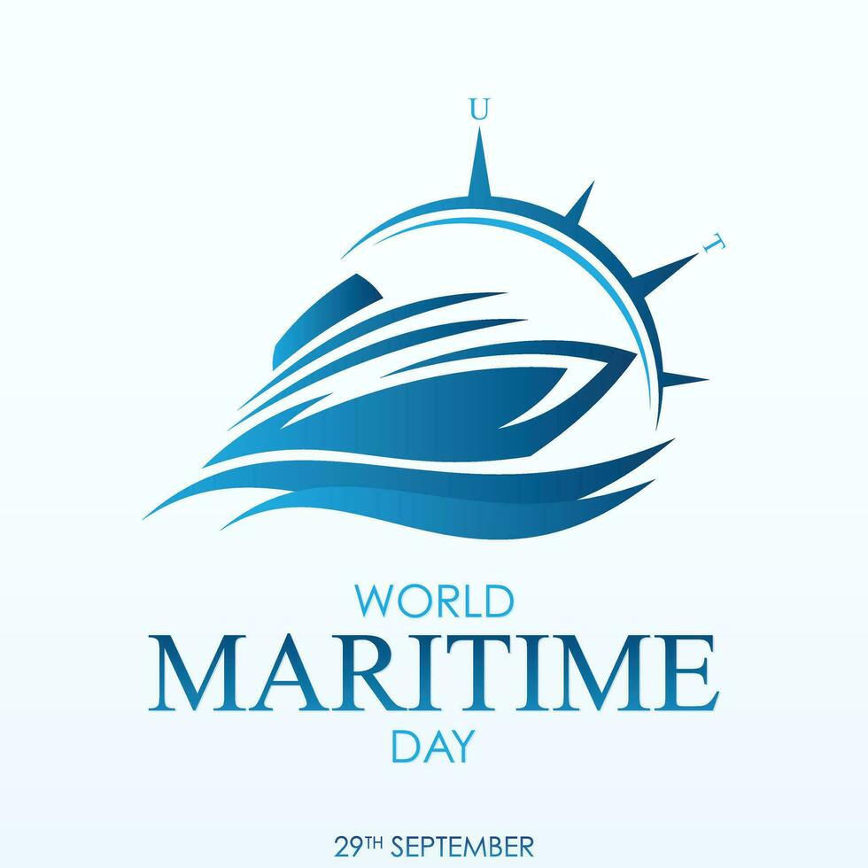 Holidays around the world of World Maritime Day template background with ship and compass vector