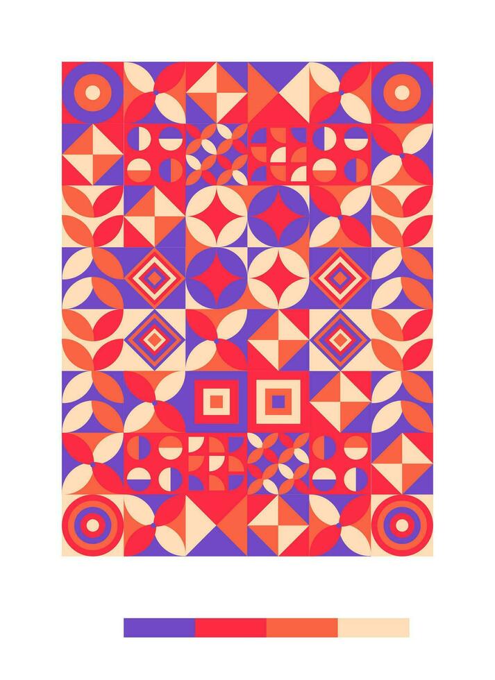 a red, orange and black geometric pattern vector