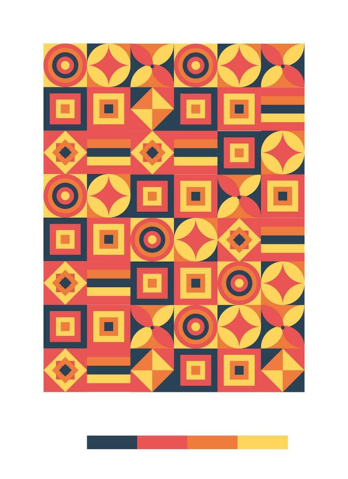 a red, orange and black geometric pattern vector