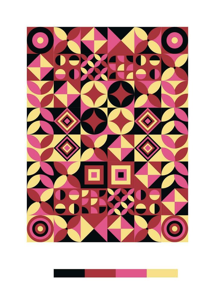 a red, orange and black geometric pattern vector