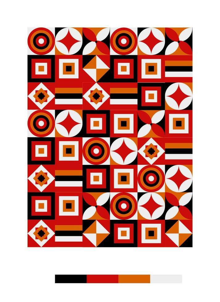 a red, orange and black geometric pattern vector
