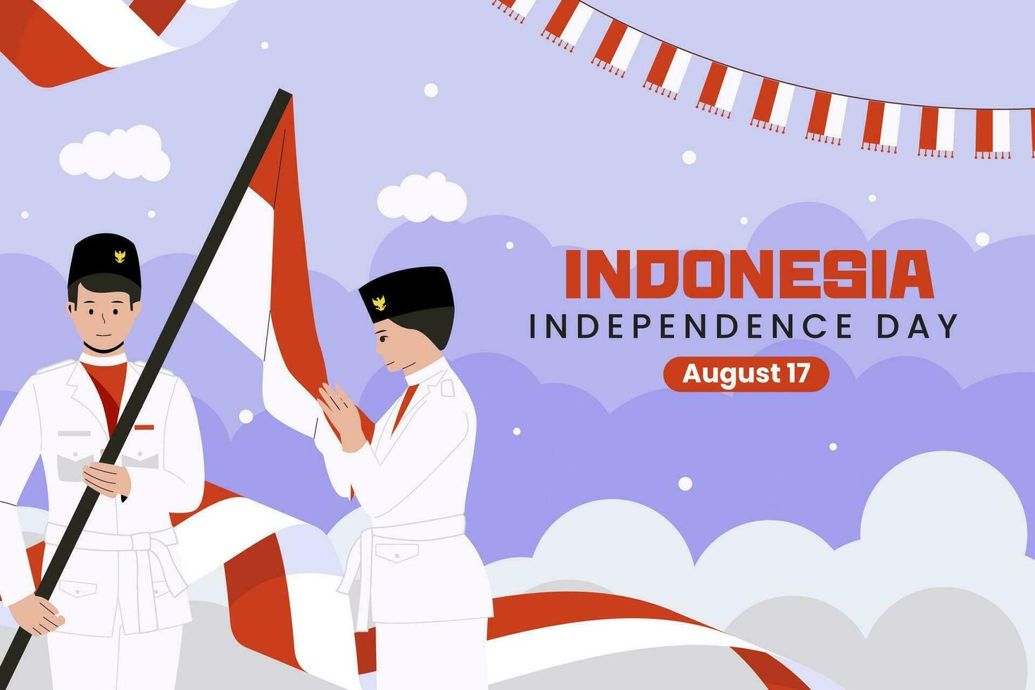 Flat indonesia independence day illustration vector