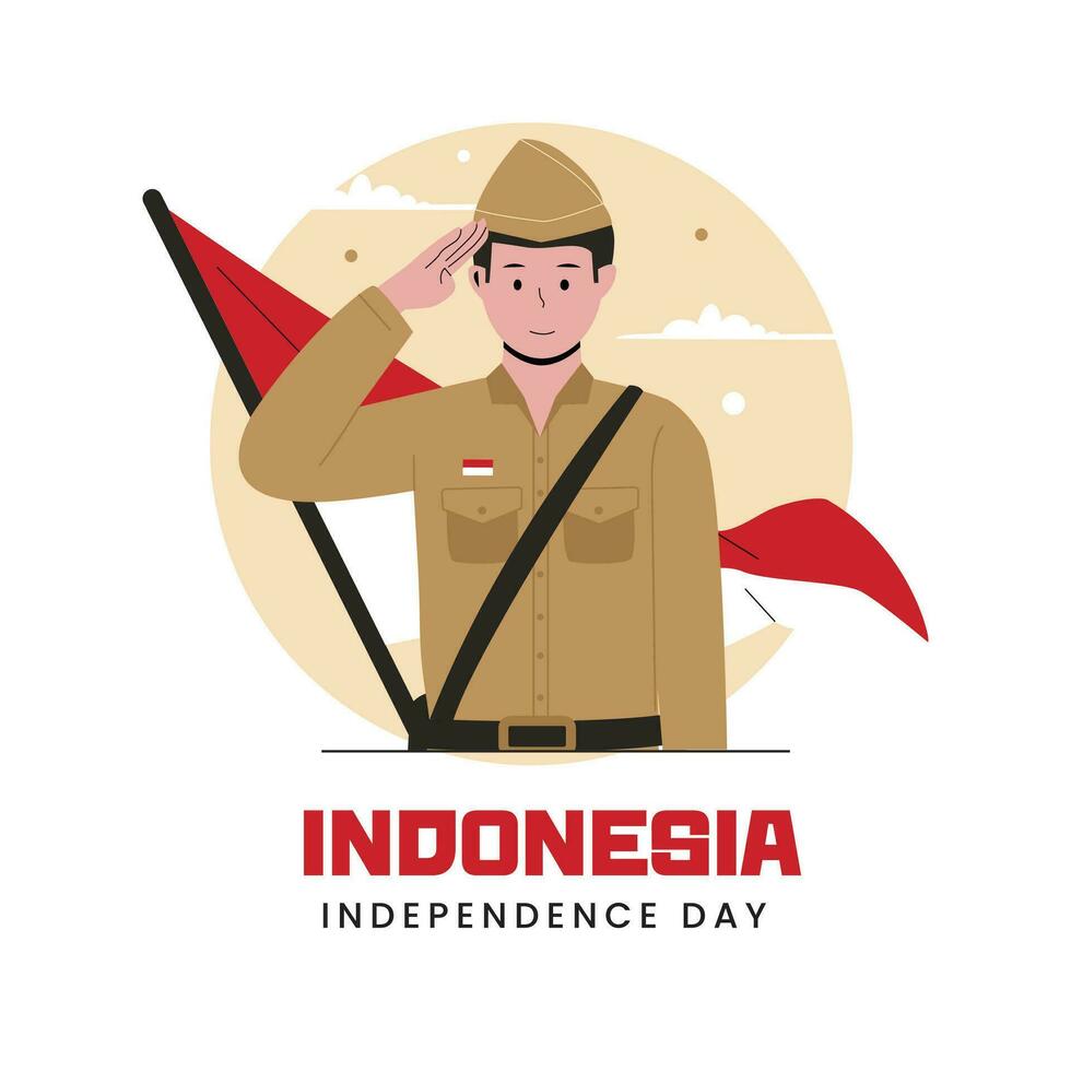 Flat indonesia independence day illustration vector