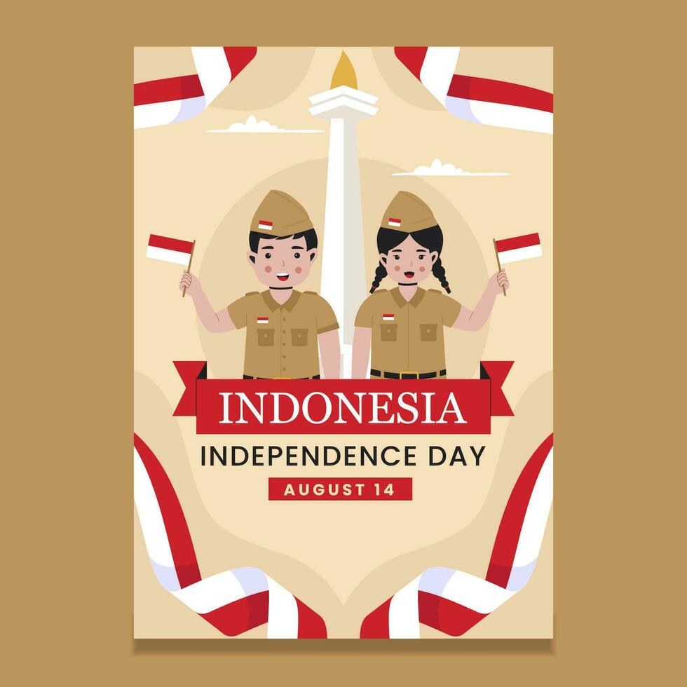 Template of Indonesia independence day vertical poster vector