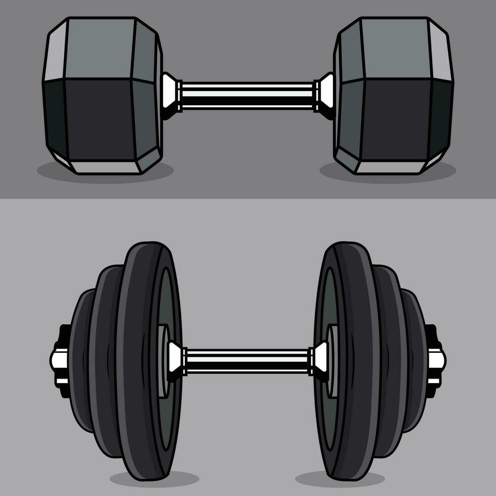 gym color dumbbell vector set