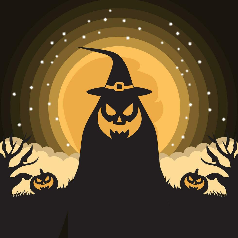 Halloween boo ghost background with pumpkin and cloud vector