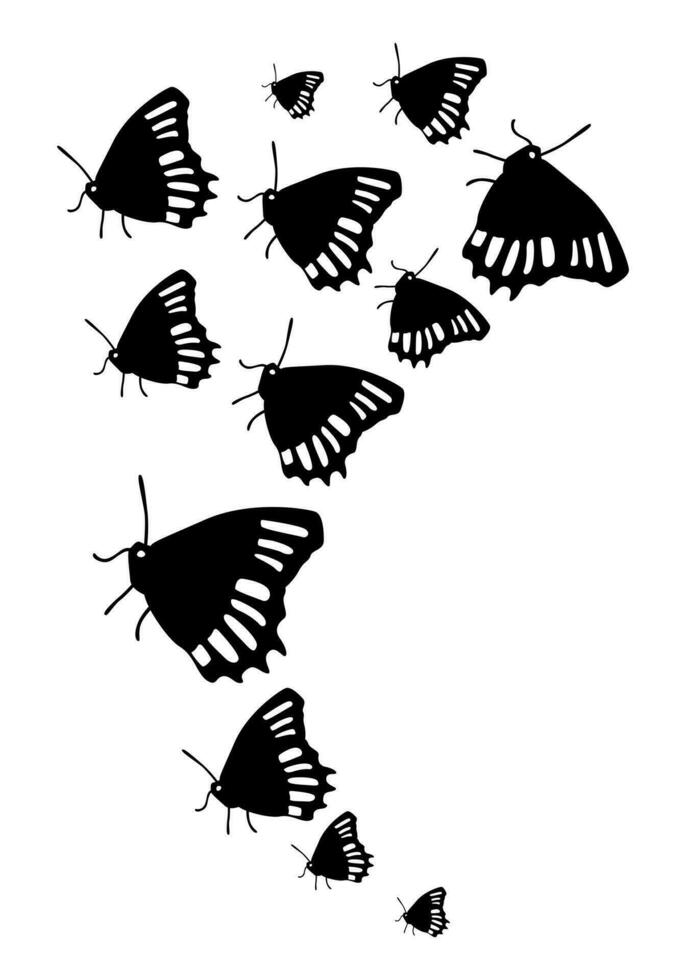 Butterfly silhouette. Clipart vector isolated on white background