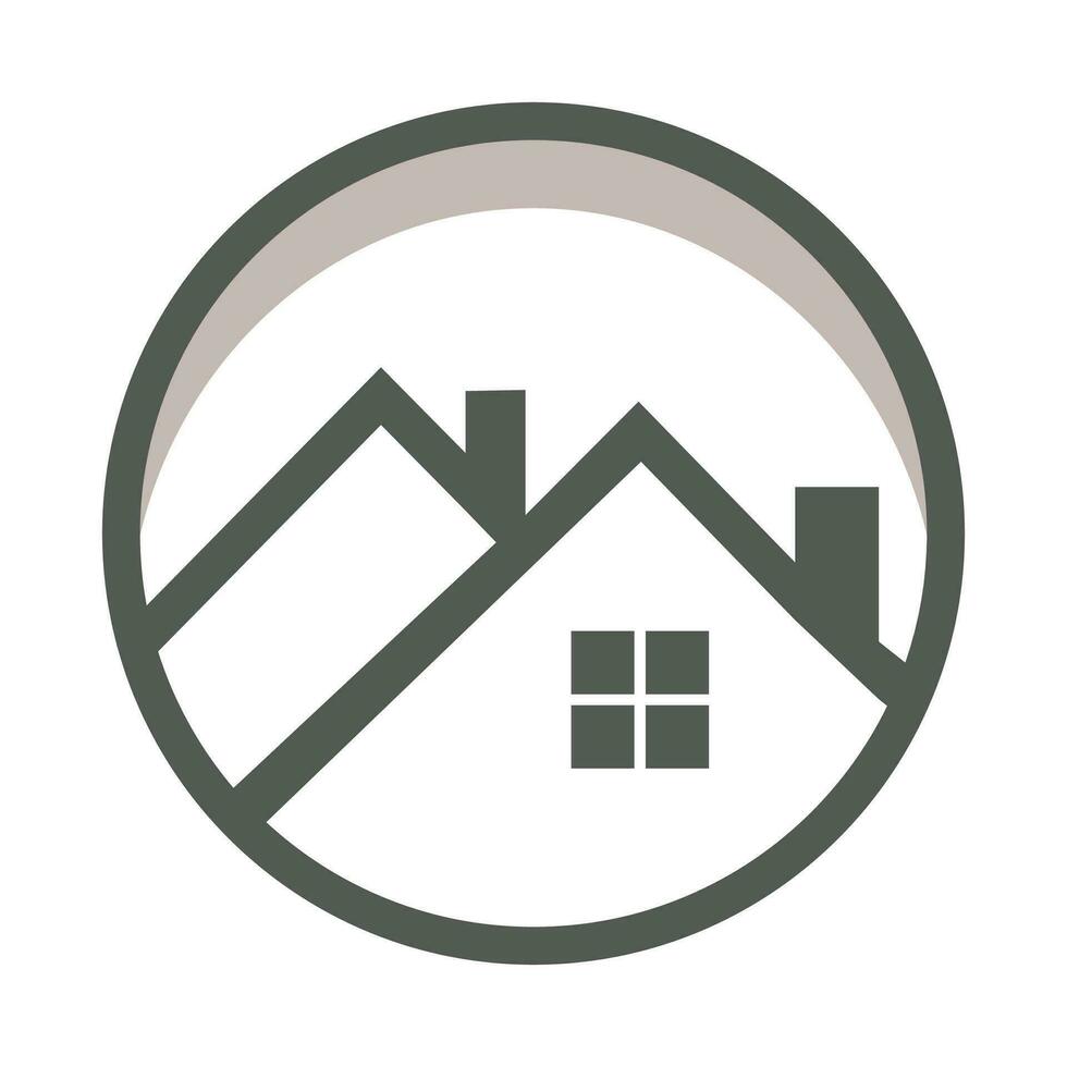 a house logo with a roof and a window vector