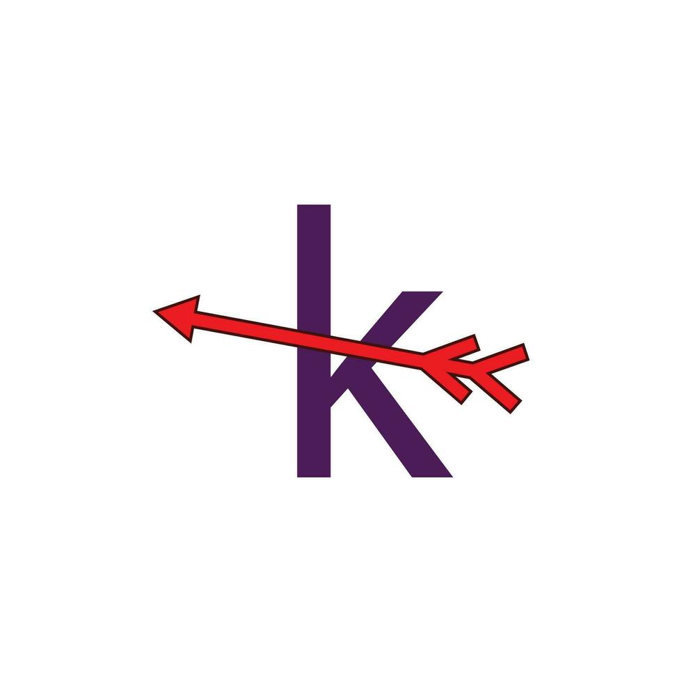 a red arrow pointing to the letter k vector