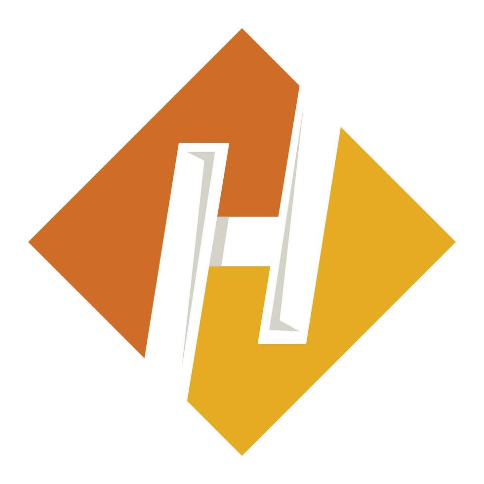 the h logo is shown in orange and yellow vector