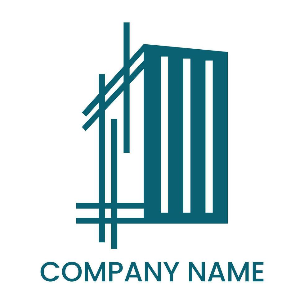 a logo for a company that is made up of a building and a line vector