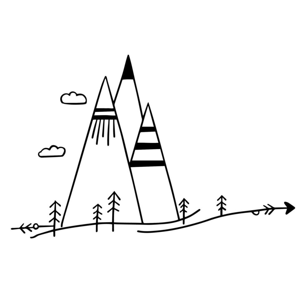 nature hill, mountain Landscape outline. Modern trend concept 26620219