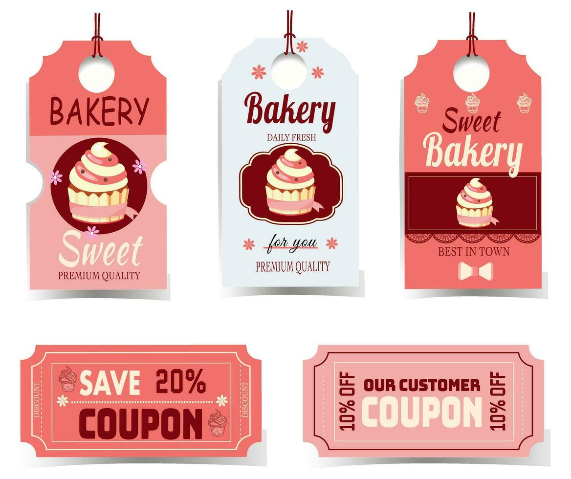panadería, pasteles, etiqueta y cupón ,vector ilustración vector