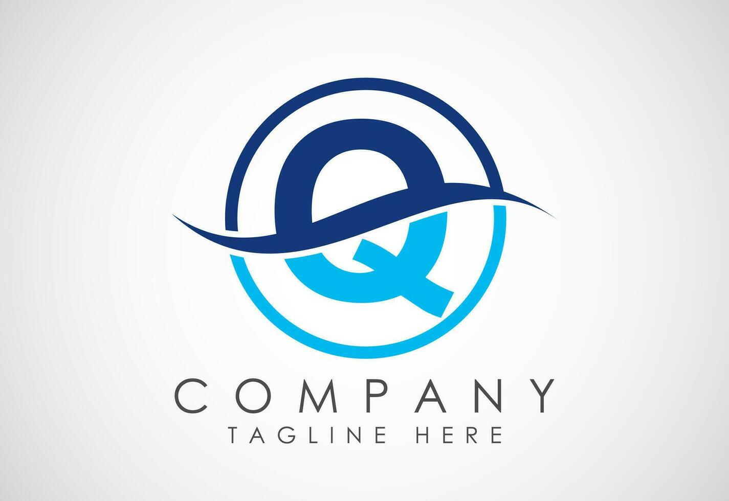 Initial Q alphabet with swoosh or ocean wave logo design. Graphic alphabet symbol for corporate business identity vector