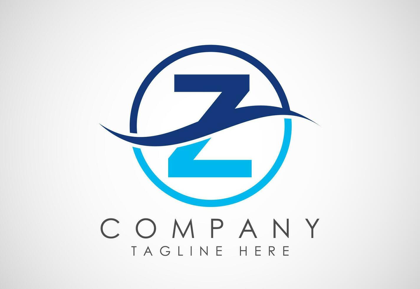 Initial Z alphabet with swoosh or ocean wave logo design. Graphic alphabet symbol for corporate business identity vector