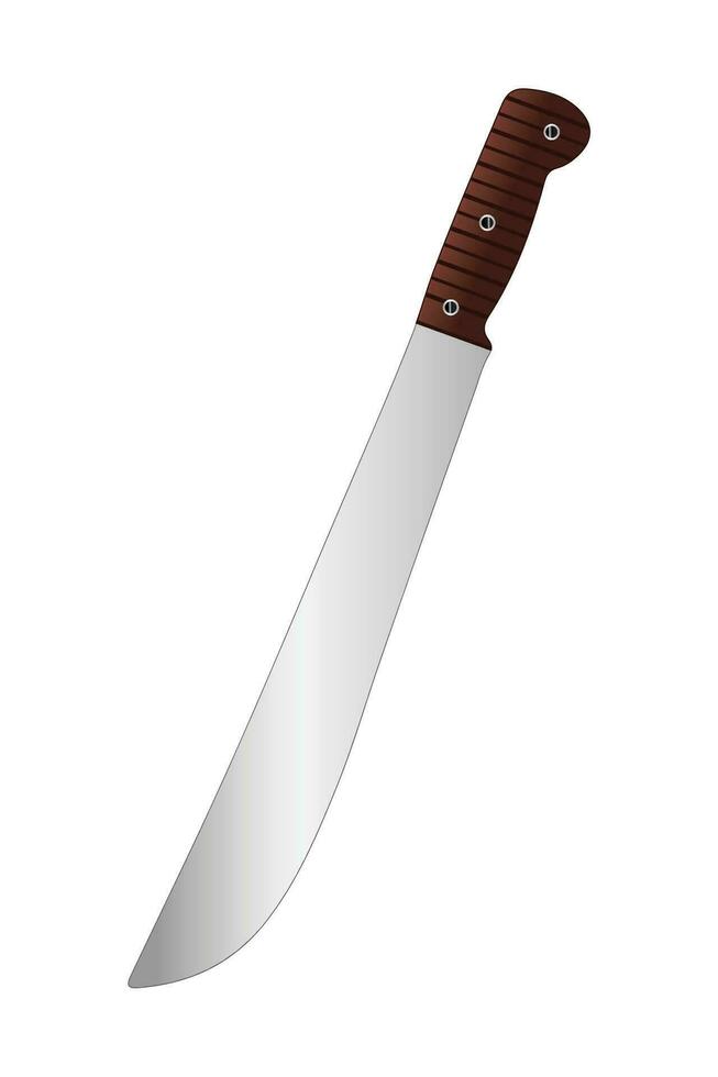 Machete blade with brown handle vector illustration