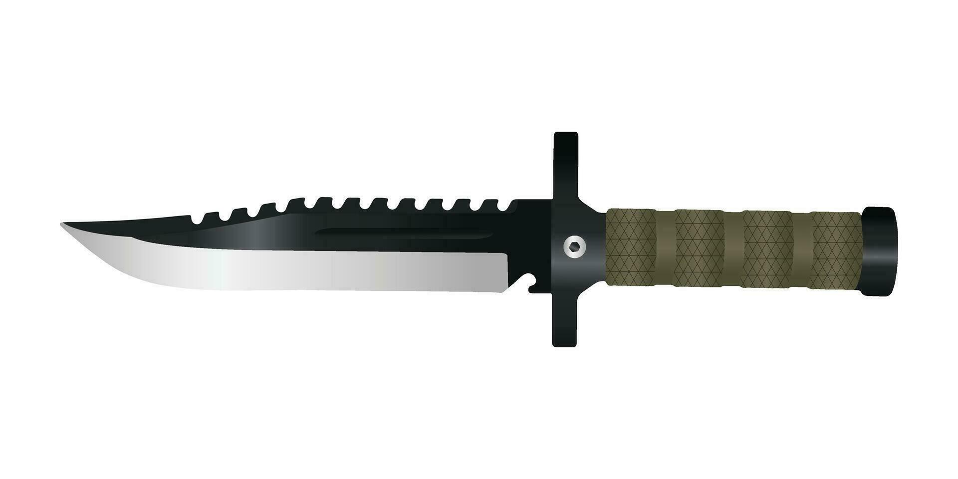 supervivencia militar combate cuchillo vector ilustración