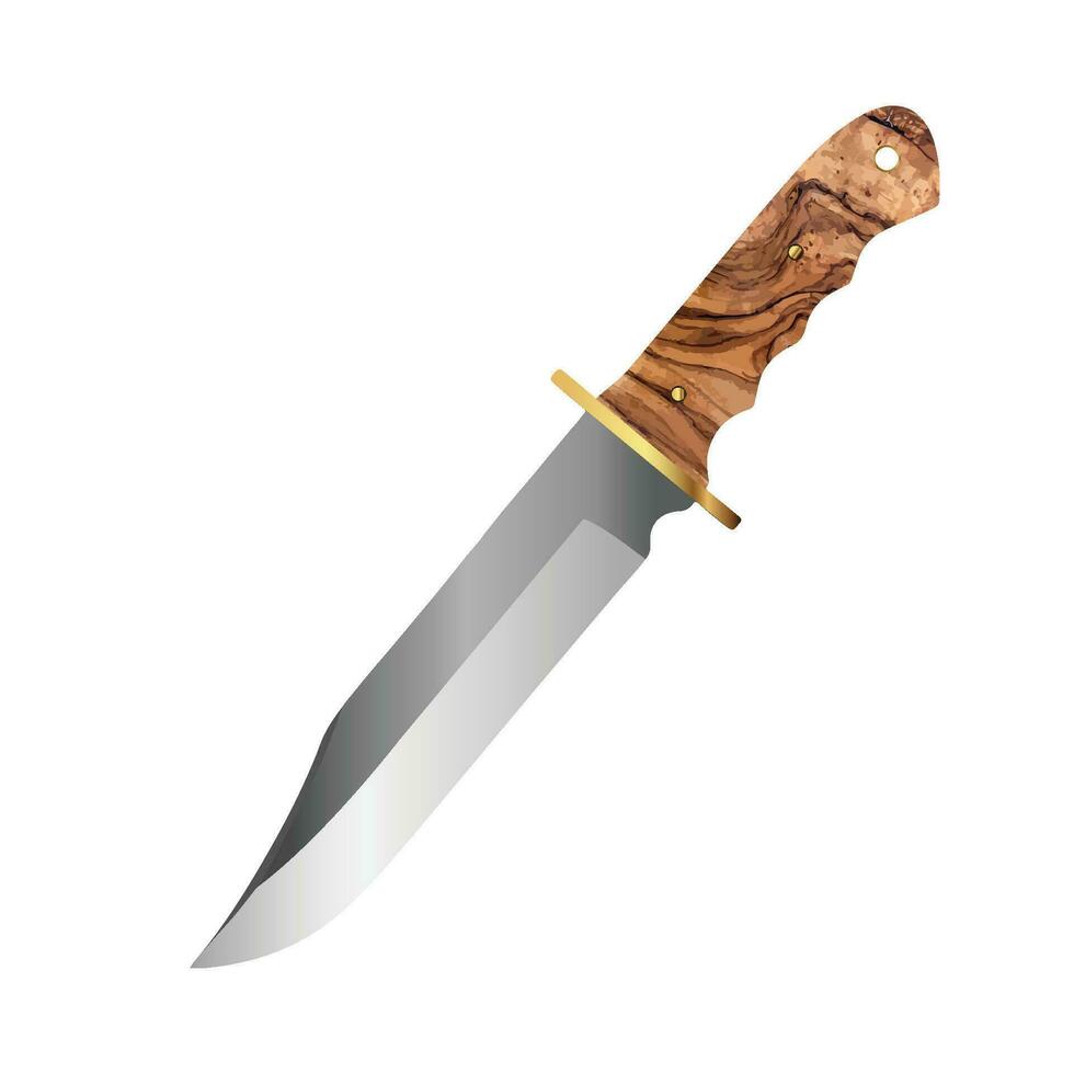 Bowie Combat Hunting Knife Wood Design Vector Illustration