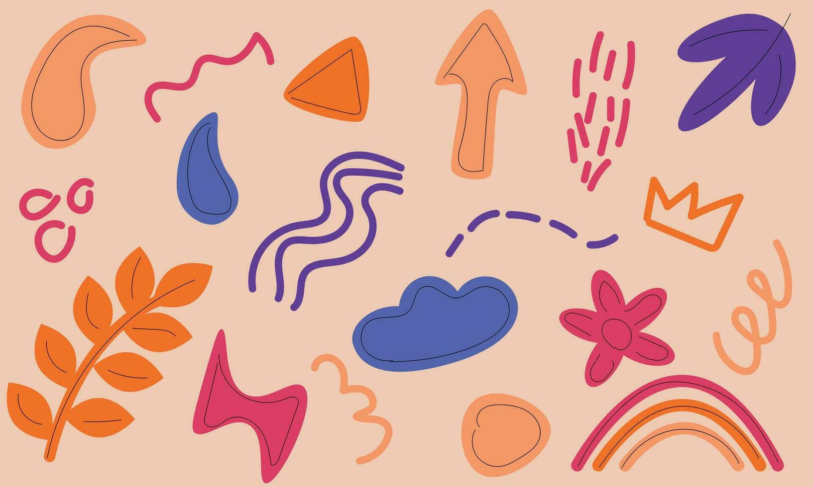 Hand-drawn various figures. Abstract modern trendy vector illustration.