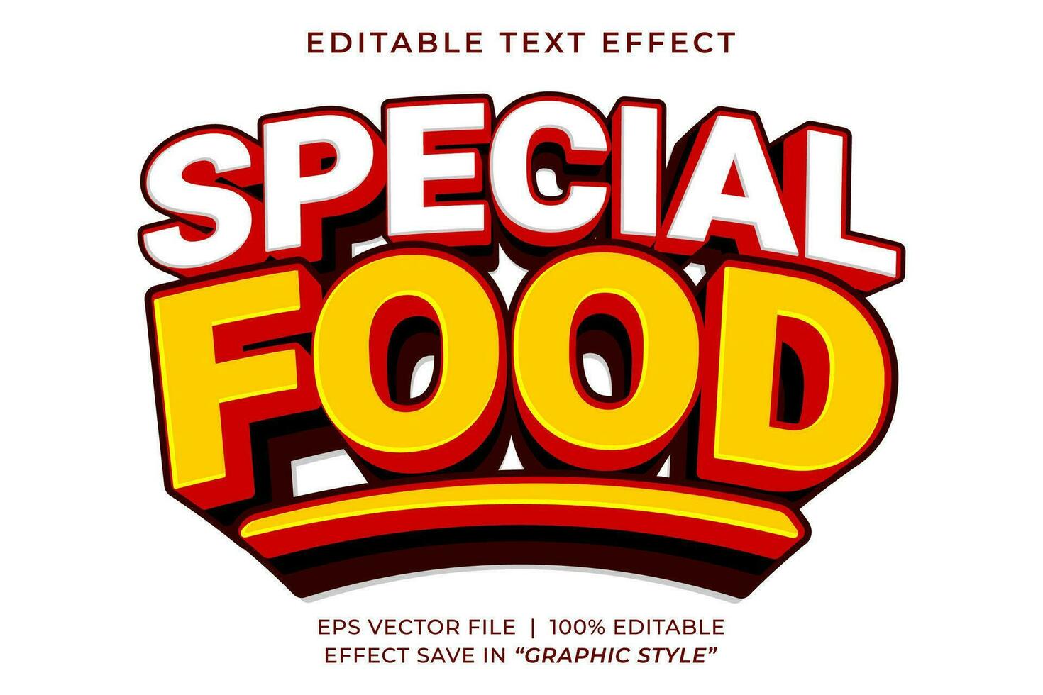 Food 3d editable text effect template vector