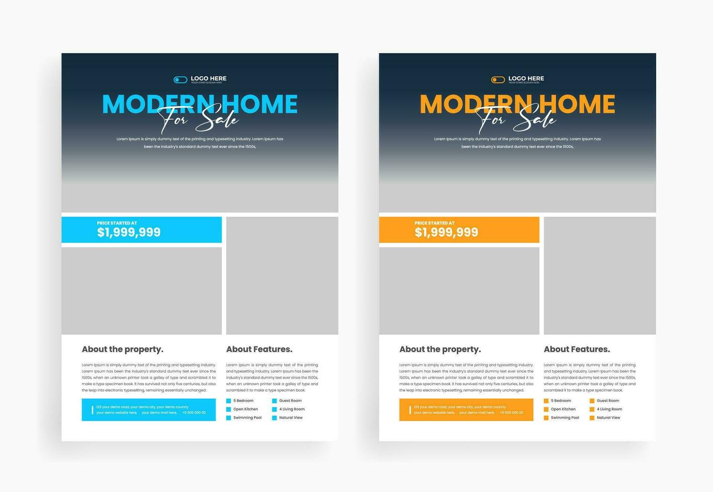 home sale real estate flyer template design vector