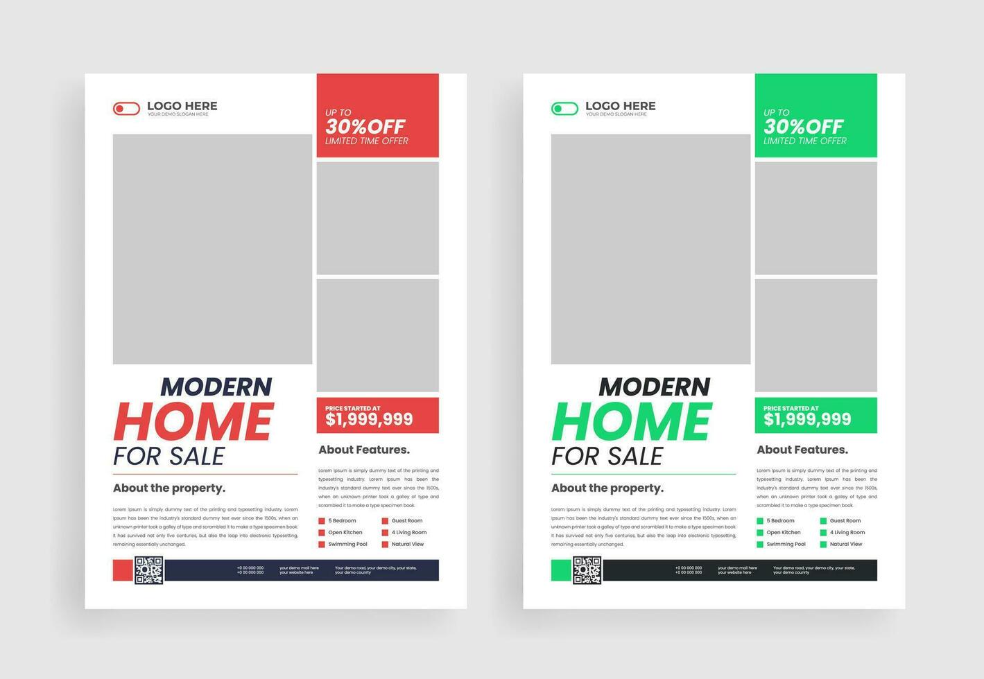 home sale real estate flyer template design vector