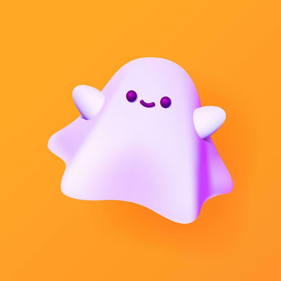 Cute flying ghost 3D render vector. vector