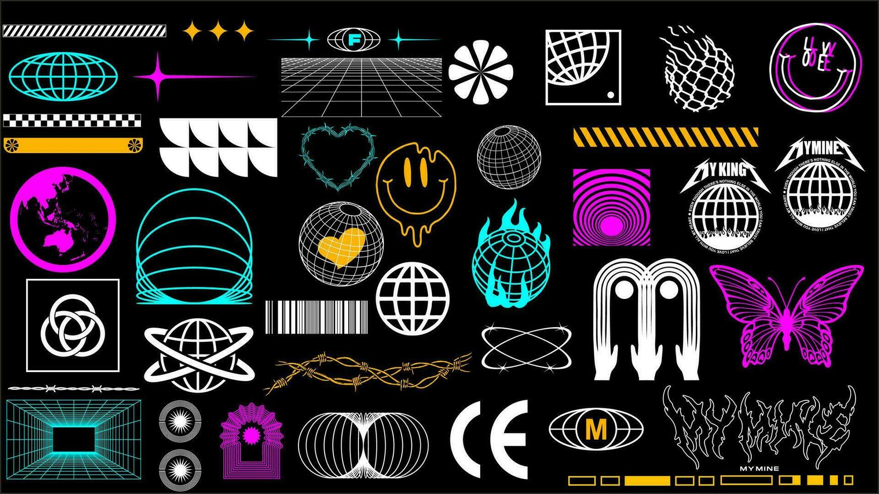 large collection of futuristic elements for design vector