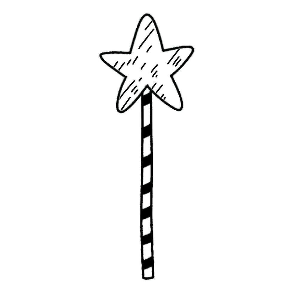 Doodle style magic wand. Halloween element on white background vector