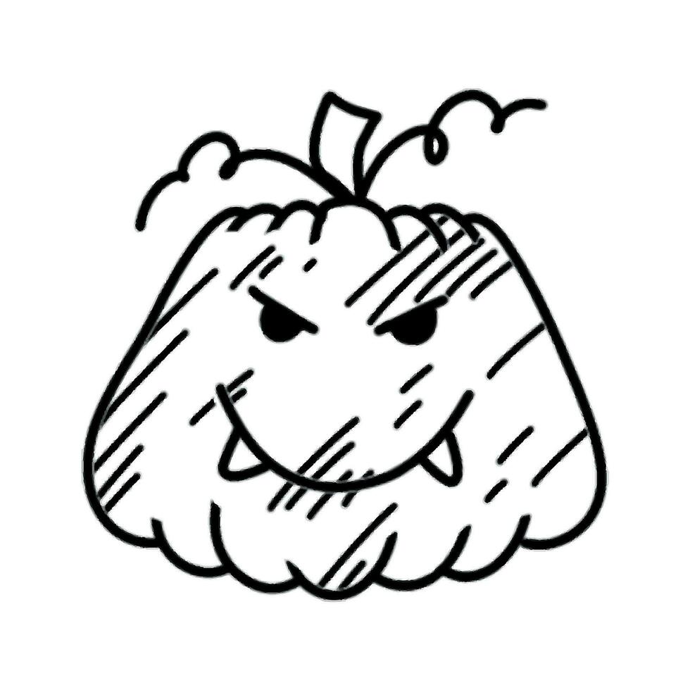 Cute doodle style pumpkin. happy fall and happy Halloween vector