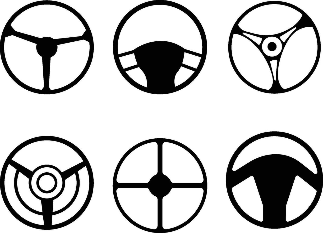 set of steering wheel designs isolated on white background vector