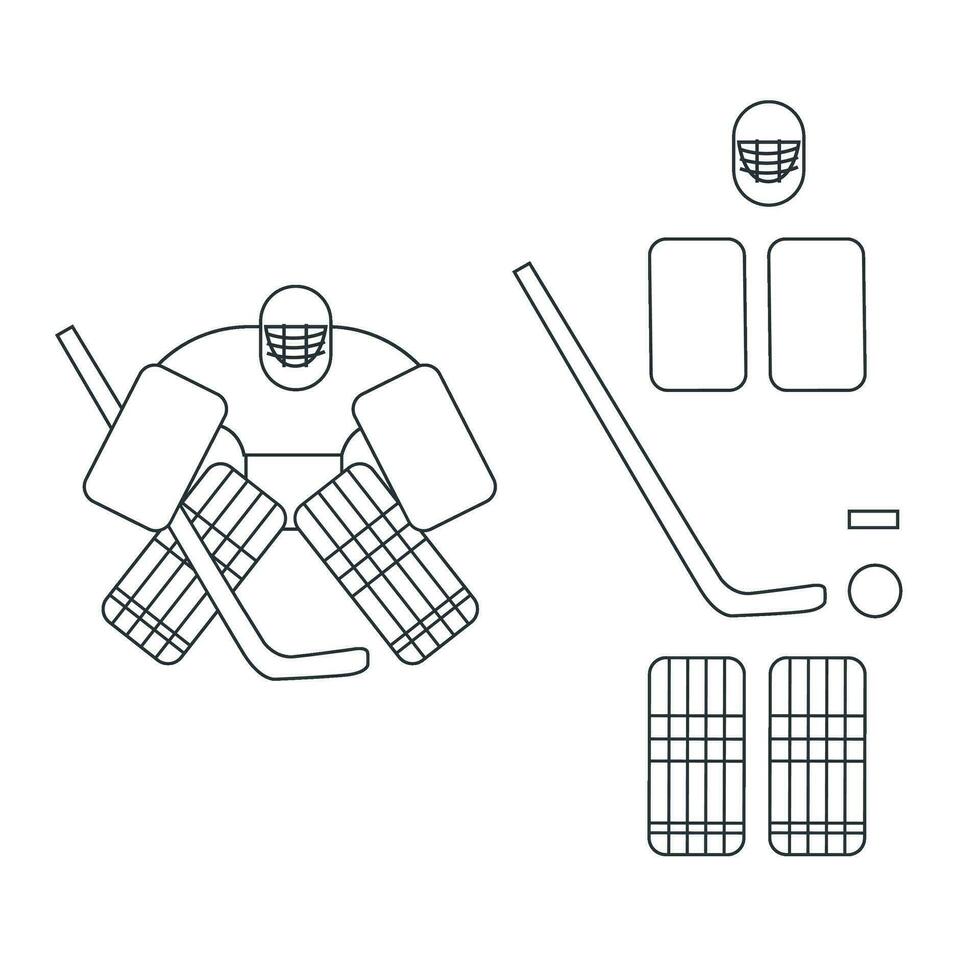 hockey player icons set isolated on white background vector