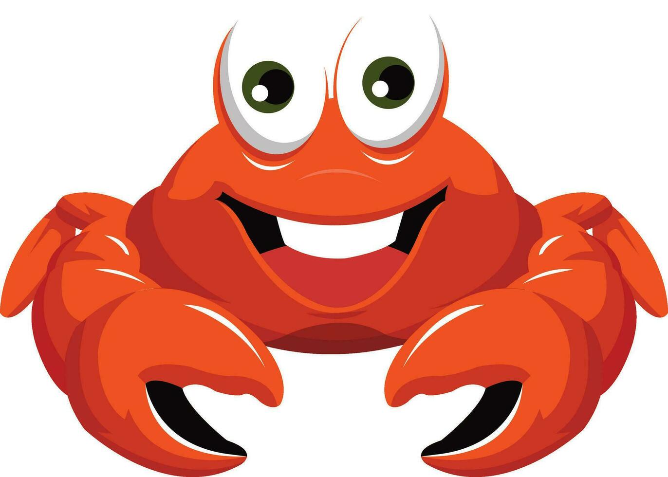 Crab character smiling with big claws on a white background. vector