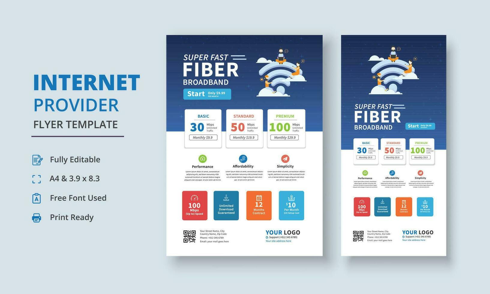 súper rápido fibra banda ancha volantes, Internet Servicio proveedor volantes plantilla, Internet Servicio proveedor dl volantes, Internet Servicio proveedor rodar arriba bandera vector